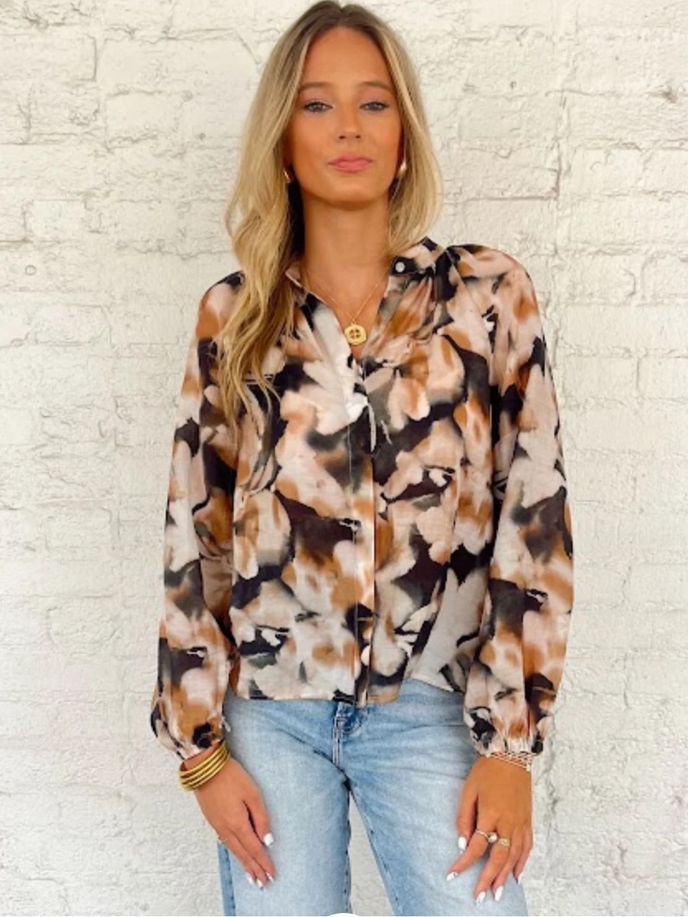 Cloth & Stone For Anthropologie Floral Peasant Button Down Shirt Women’s Large